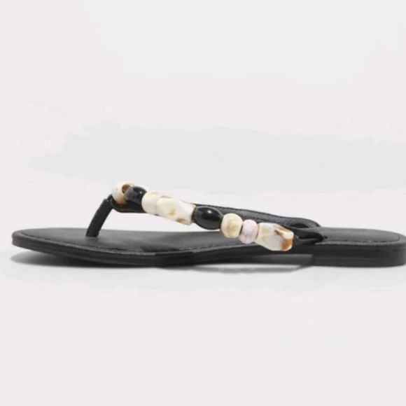 Woman's Cindy Beaded Flip Flop Sandals - Universal Thread Black Size 9 - Picture 3 of 6